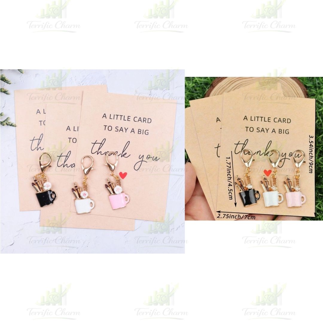 A Small Card, A Big Thank You Pen Holder And Floral Keychain Set