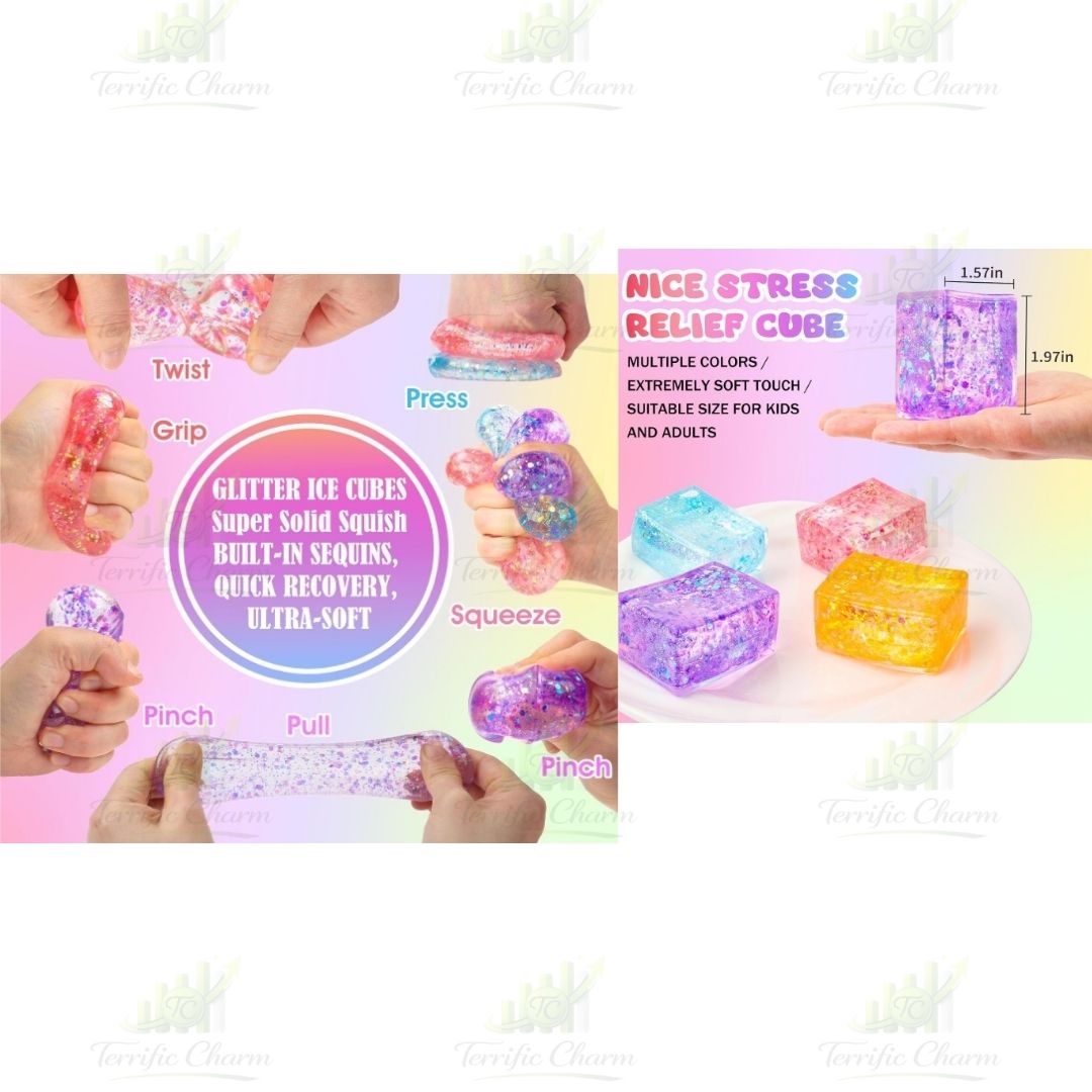 Glitter Stress Slow Rising Squishy Cube