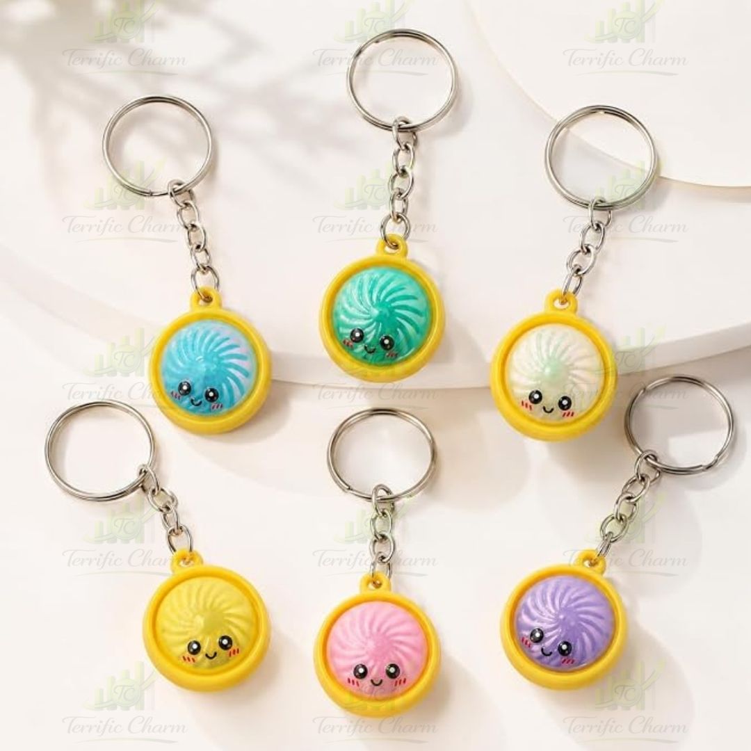 Cute Squishy Dumpling Steamed Keychain