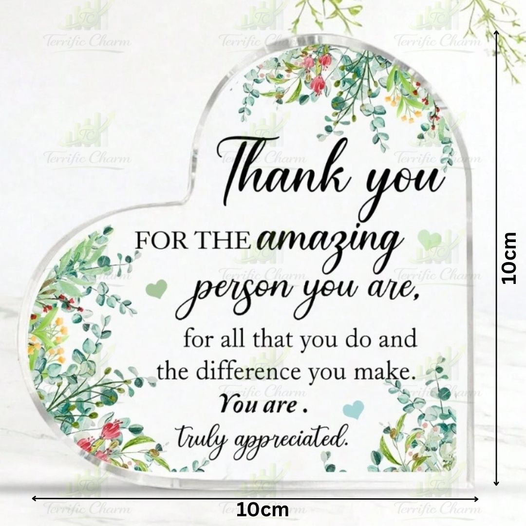 Heart Shaped Acrylic Plaque_Thank You