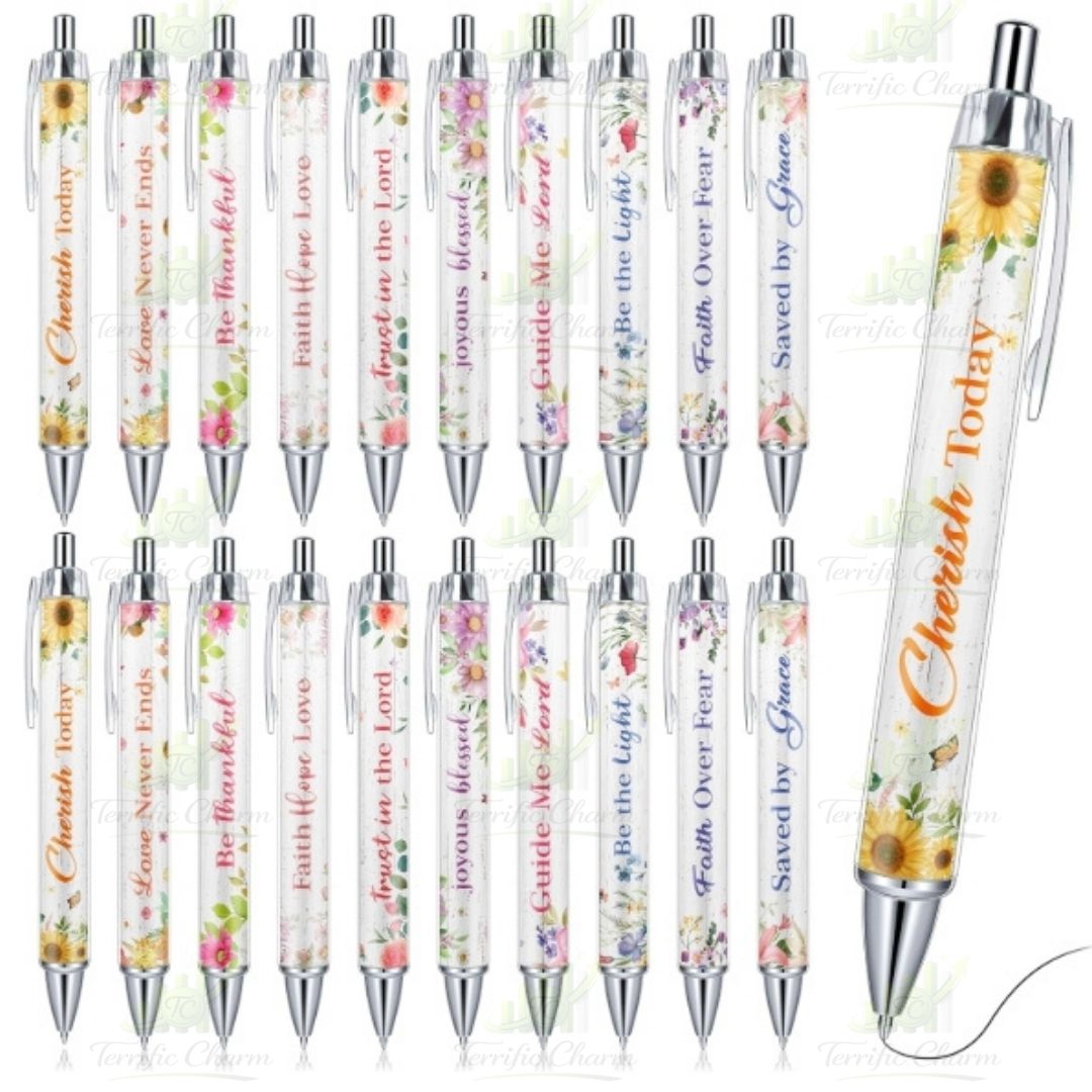 Christian Themed Floral Style Ballpoint Pens