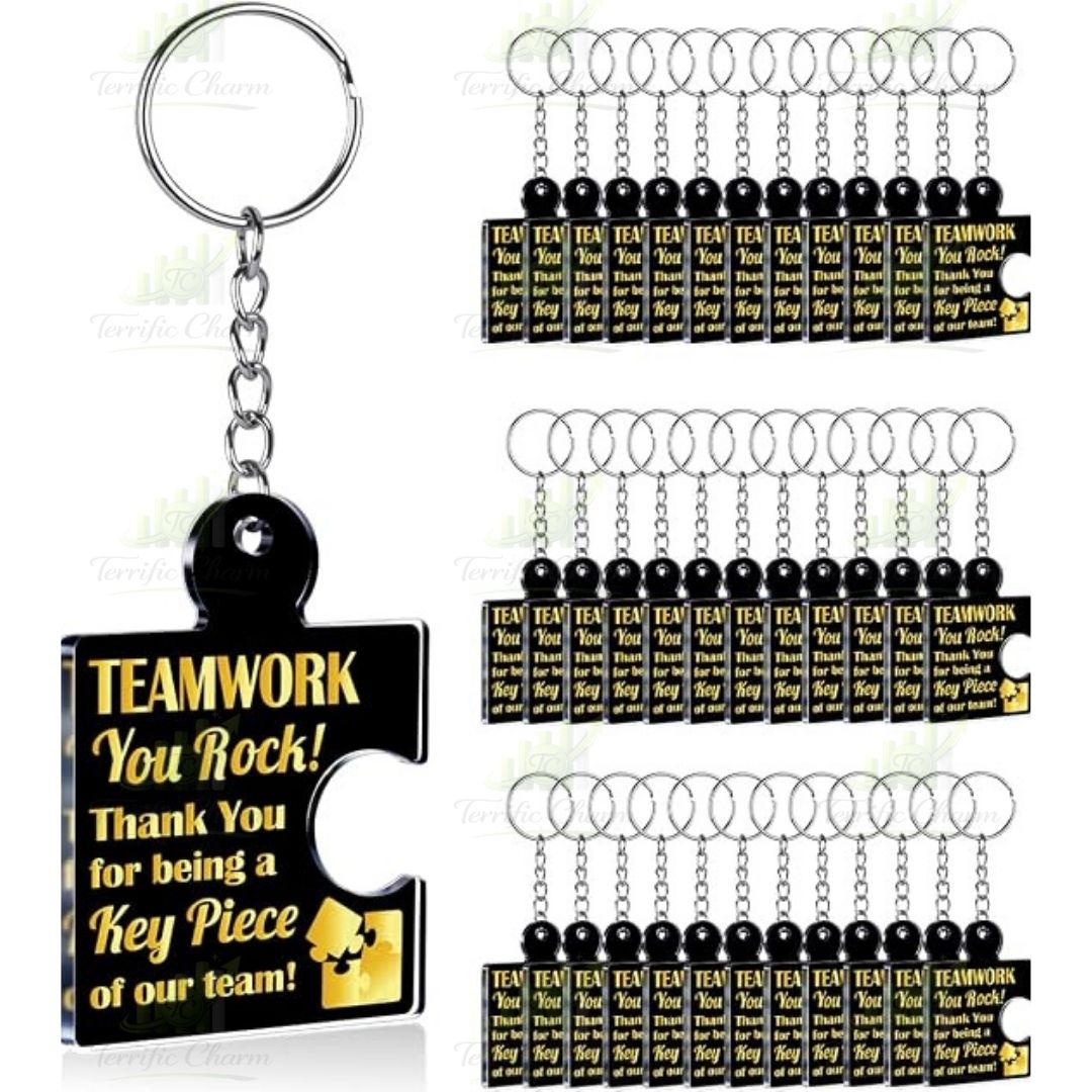 Team Appreciation Thank You Black Keychain Gift